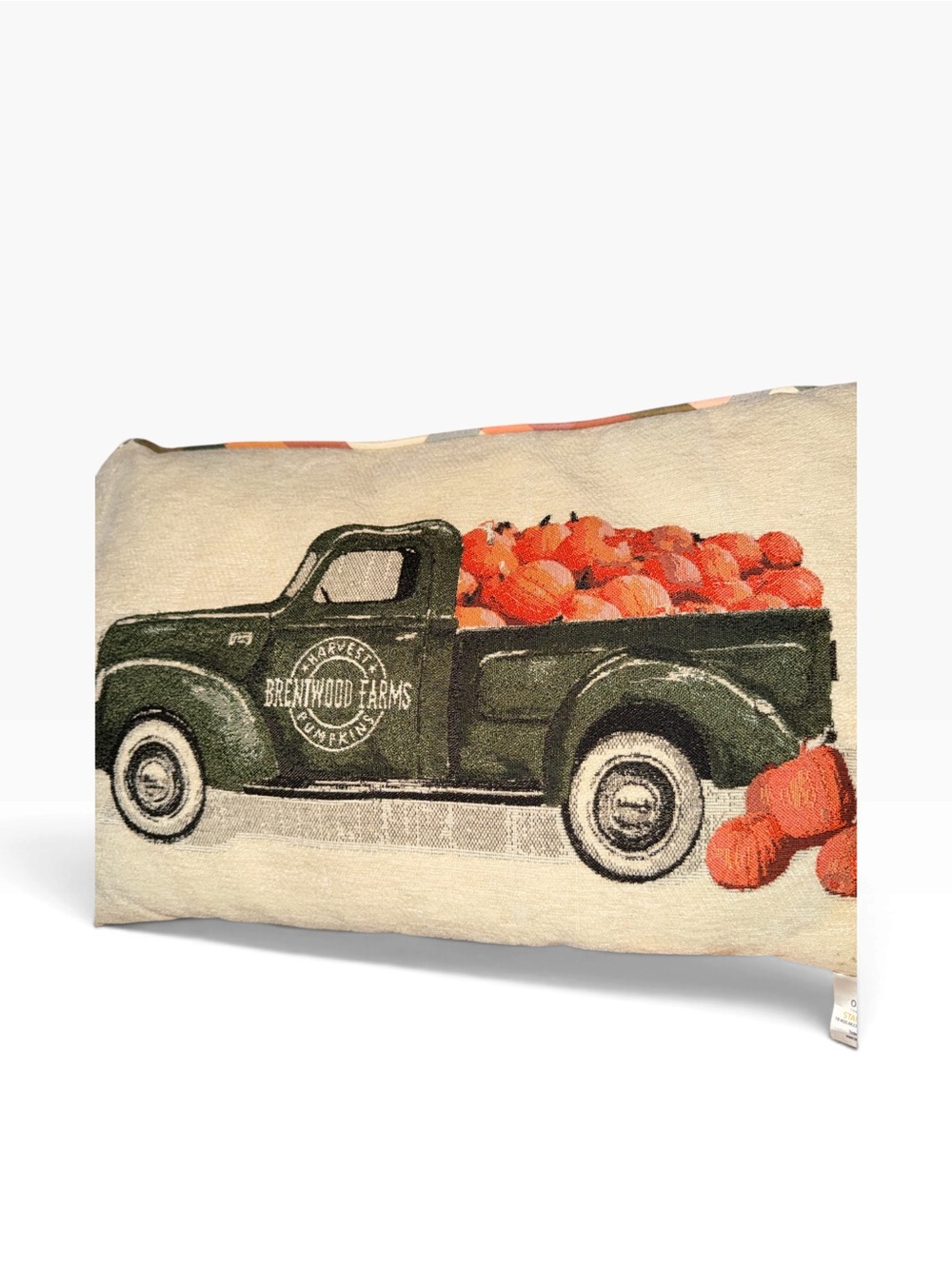 Brentwood Farms Green Truck Pumpkin Pillow